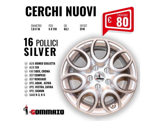 Cerchi in lega Nuovi 16 Pollici SILVER, Fiat, Alfa, Opel Appartamenti