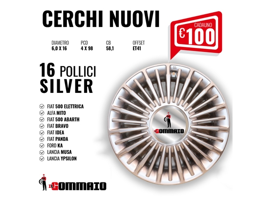 Cerchi in lega Nuovi 16 Pollici SILVER, Fiat, Alfa, Ford 